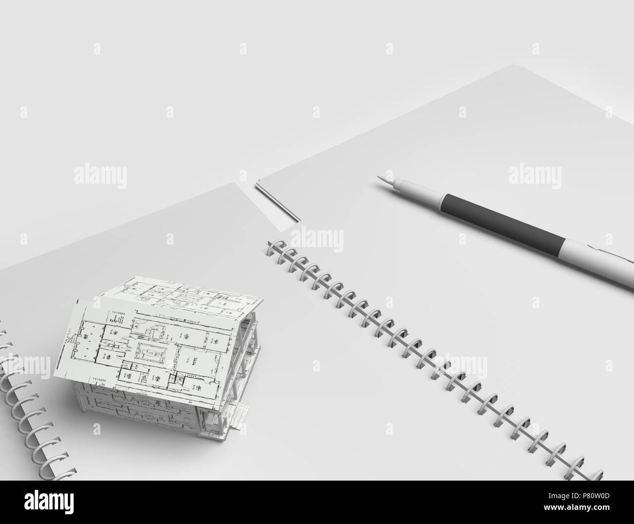Home modelli e notebook utilizzato in architettura. Foto Stock