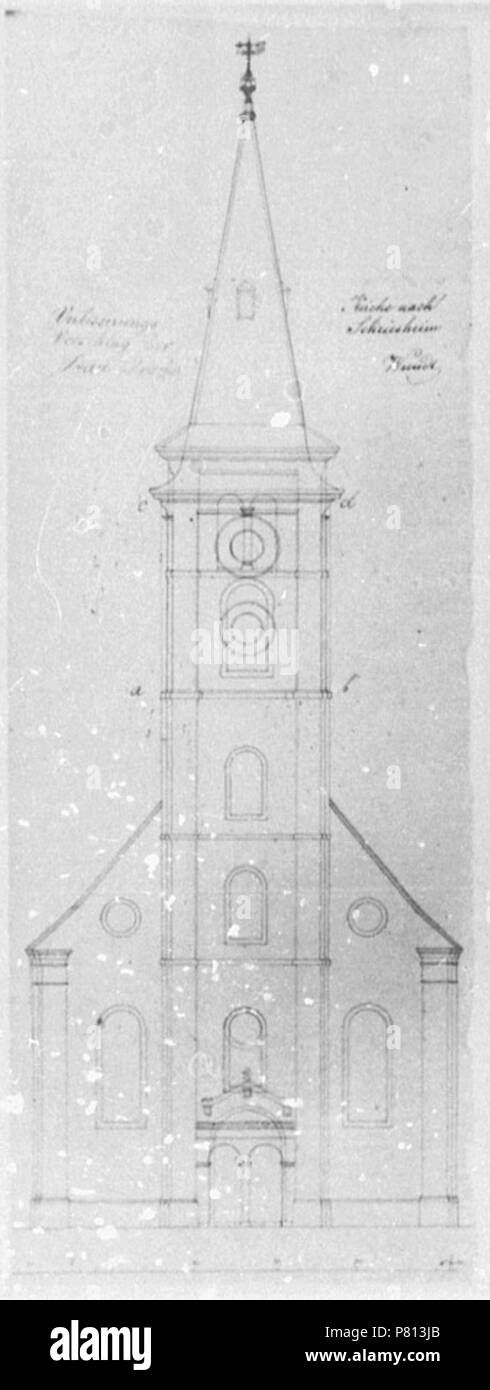 343 Schriesheim-Evangelische-Kirche-1835 Foto Stock