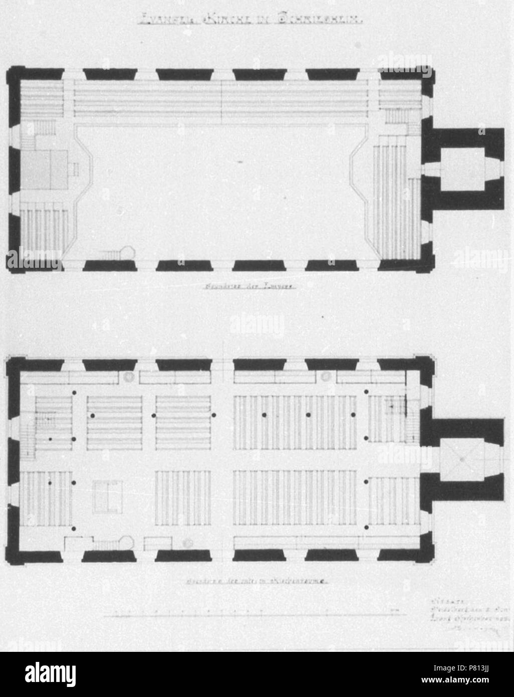 343 Schriesheim-Evangelische-Kirche-1898 Foto Stock