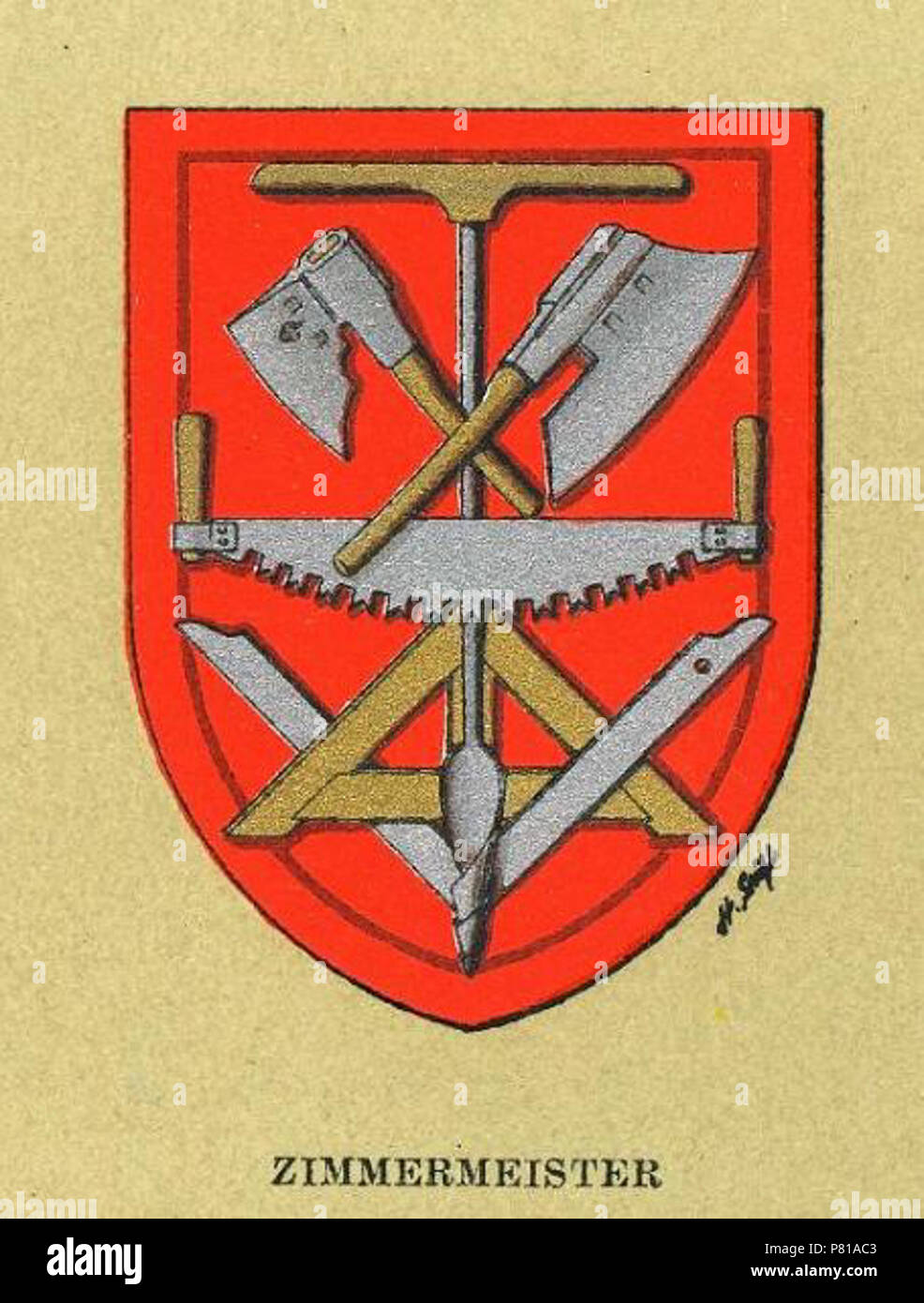 N/A. N/A 400 Wiener Gewerbewappen Zimmermeister Foto Stock