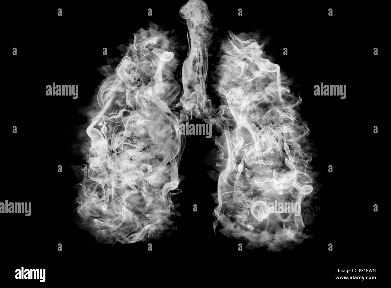 Illustrazione di un fumo tossico nel polmone . Il cancro del polmone concept Foto Stock