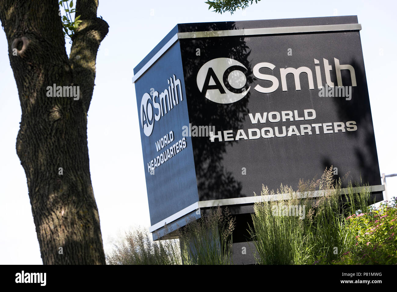 Un logo segno al di fuori della sede dell'A. O. Smith Corporation a Milwaukee nel Wisconsin, il 24 giugno 2018. Foto Stock
