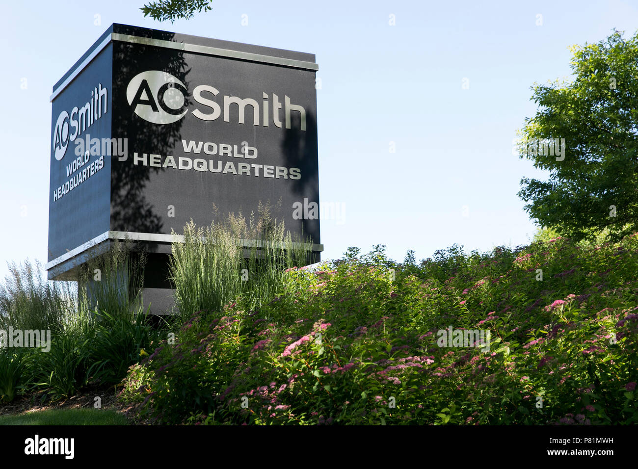 Un logo segno al di fuori della sede dell'A. O. Smith Corporation a Milwaukee nel Wisconsin, il 24 giugno 2018. Foto Stock