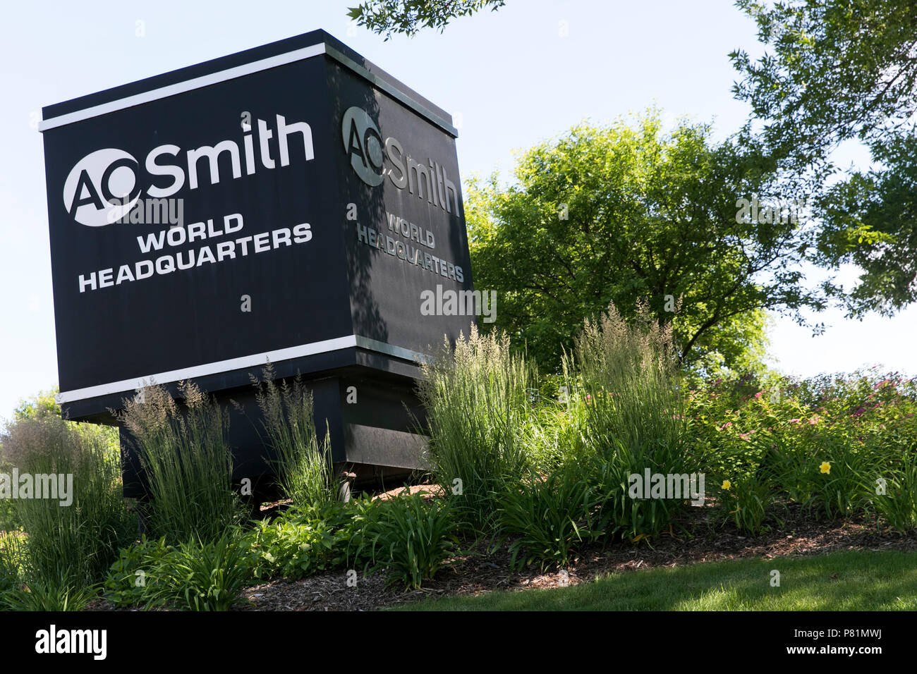 Un logo segno al di fuori della sede dell'A. O. Smith Corporation a Milwaukee nel Wisconsin, il 24 giugno 2018. Foto Stock
