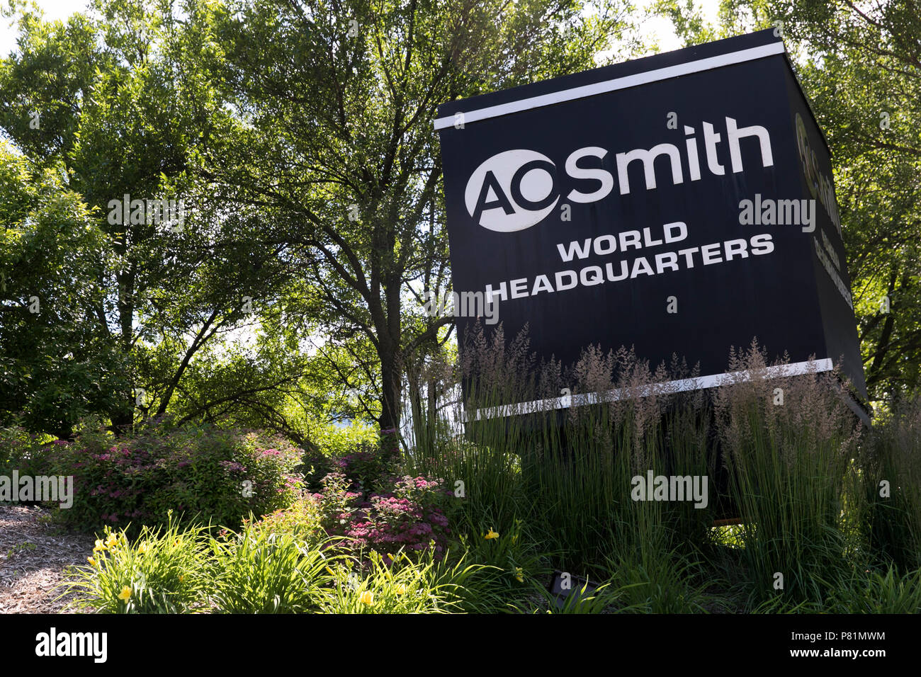 Un logo segno al di fuori della sede dell'A. O. Smith Corporation a Milwaukee nel Wisconsin, il 24 giugno 2018. Foto Stock
