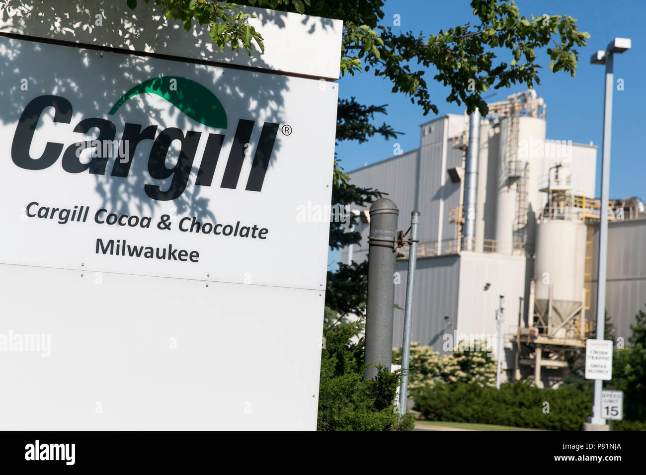 Un segno del logo al di fuori di una struttura occupata da parte di Cargill cacao e cioccolato in Milwaukee, Wisconsin, il 24 giugno 2018. Foto Stock