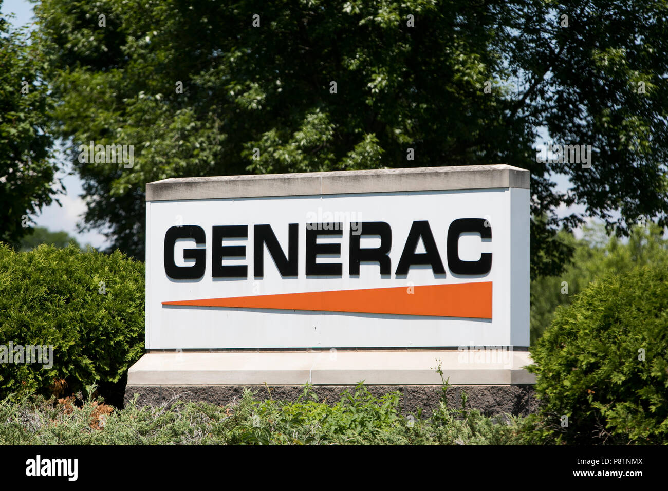 Un segno del logo al di fuori di una struttura occupata da Generac sistemi di potenza in Oshkosh, Wisconsin, il 24 giugno 2018. Foto Stock
