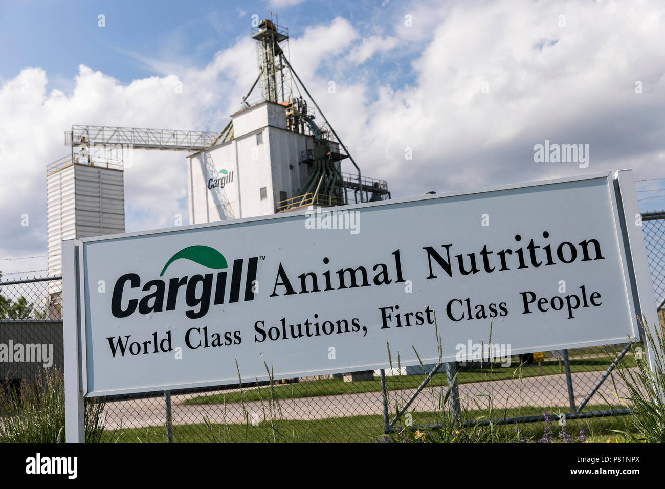 Un segno del logo al di fuori di una struttura occupata da parte di Cargill Animal Nutrition in piccolo scivolo, Wisconsin, il 24 giugno 2018. Foto Stock