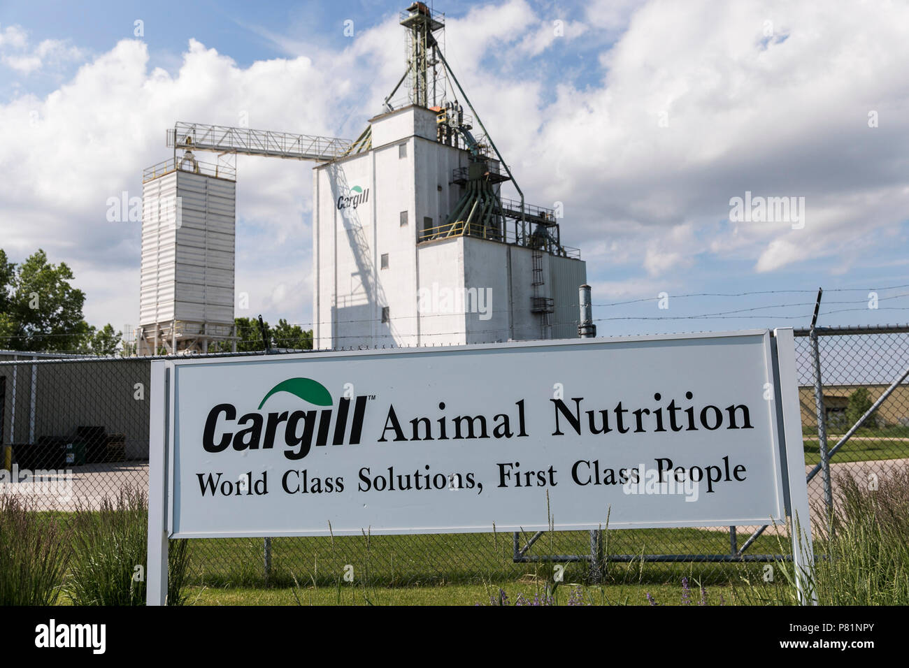 Un segno del logo al di fuori di una struttura occupata da parte di Cargill Animal Nutrition in piccolo scivolo, Wisconsin, il 24 giugno 2018. Foto Stock