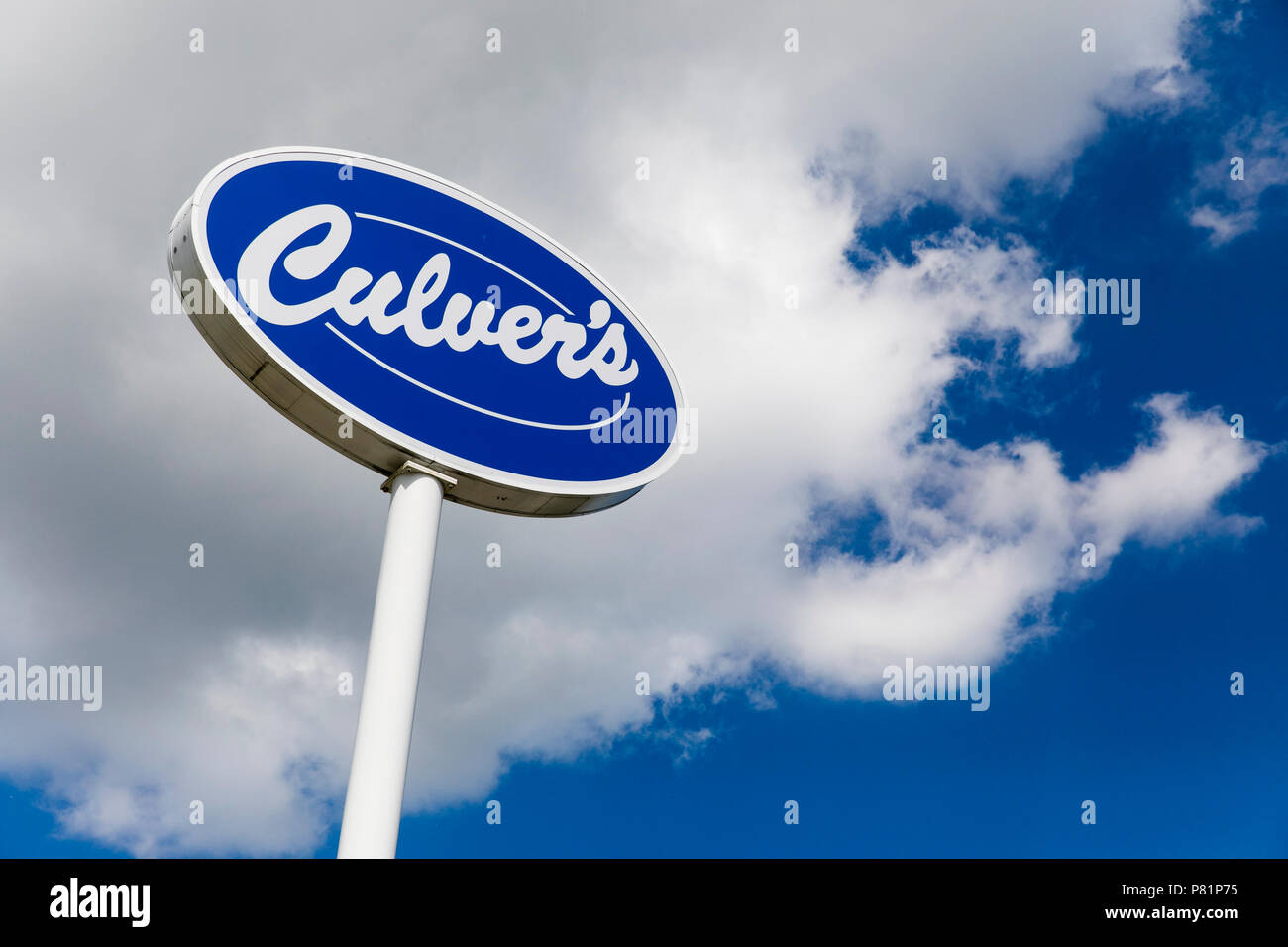 Un logo segno esterno di una Culver è un ristorante fast food in Beloit, Wisconsin, il 23 giugno 2018. Foto Stock