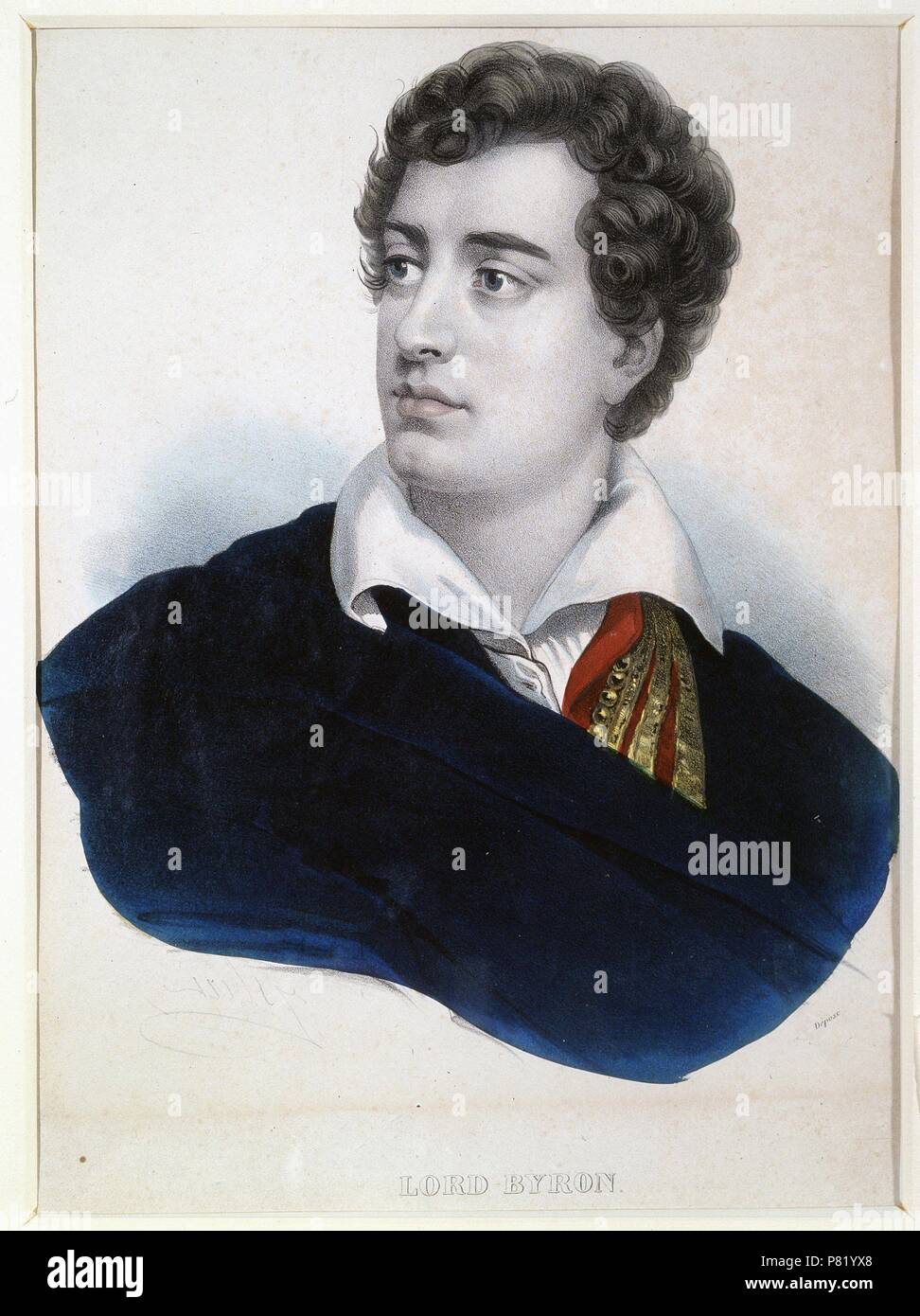 Ritratto del poeta Lord George Noel Byron (1788-1824). Museo: A. Pushkin Memorial Museum di San Pietroburgo. Foto Stock