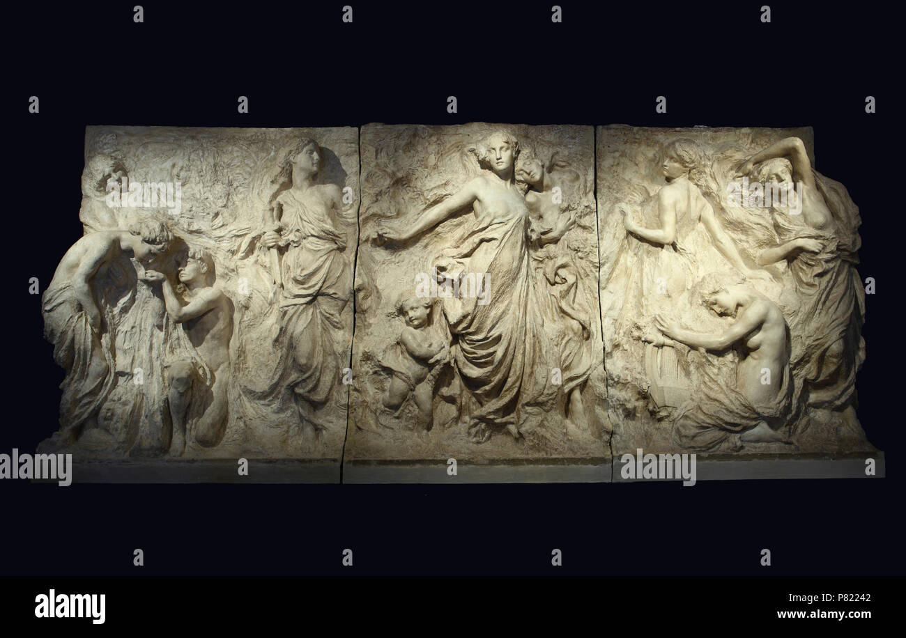 Español: Leonardo Bistolfi, Monumento al Senador Rosazza. 1909. 1) 217 x 158 x 50 cm 2) 217 x 163 x 73 cm 3) 217 x 180 x 59 cm, modelado y vaciado en yeso. Inv. 3638. 3 dicembre 2011, 12:56:30 277 Monumento al Senador Rosazza - Leonardo Bistolfi Foto Stock