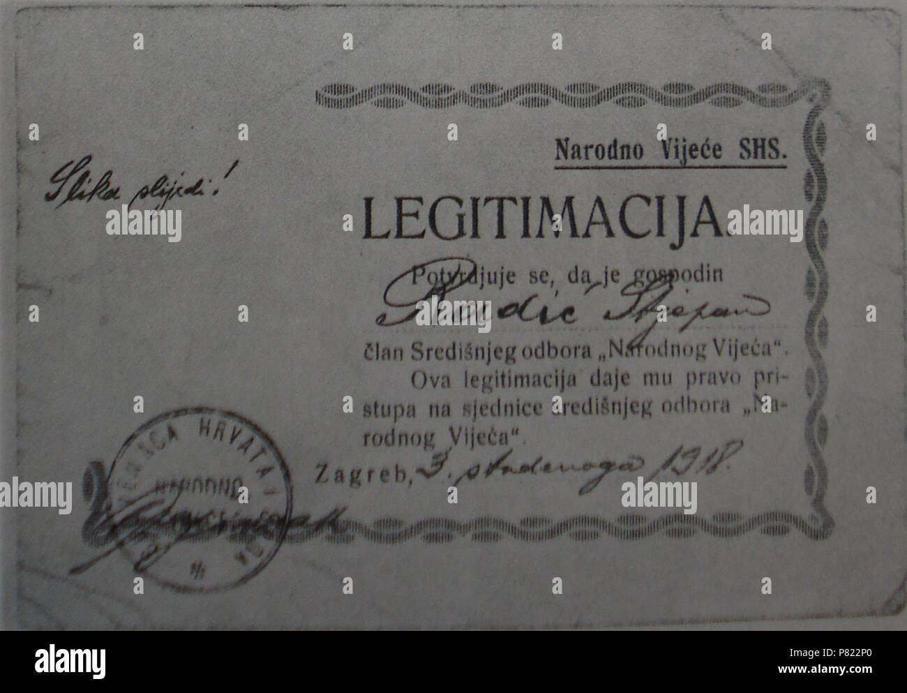 243 Legitimacija član così NV SHS Foto Stock