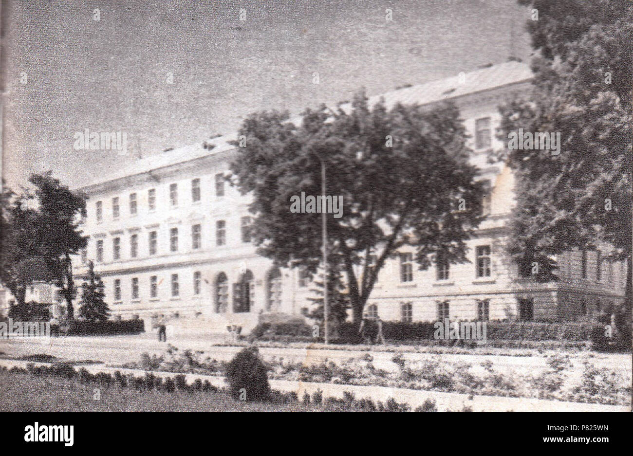 Inglese: il Palazzo di Giustizia in Suceava, durante il periodo comunista. Tra il 1968-2002, l'edificio servì come Suceava City Hall. Român: Palatul de Justiie din Suceava, în perioada regimului comunista. Între 1968-2002, în cldire un funcionat Primria municipiului Suceava. Questa è la foto di un monumento storico in judeul Suceava, classificati con il numero SV-II-m-B-05482 . Periodo comunista. 300 Palatul de Justitie Suceava din 1 Foto Stock