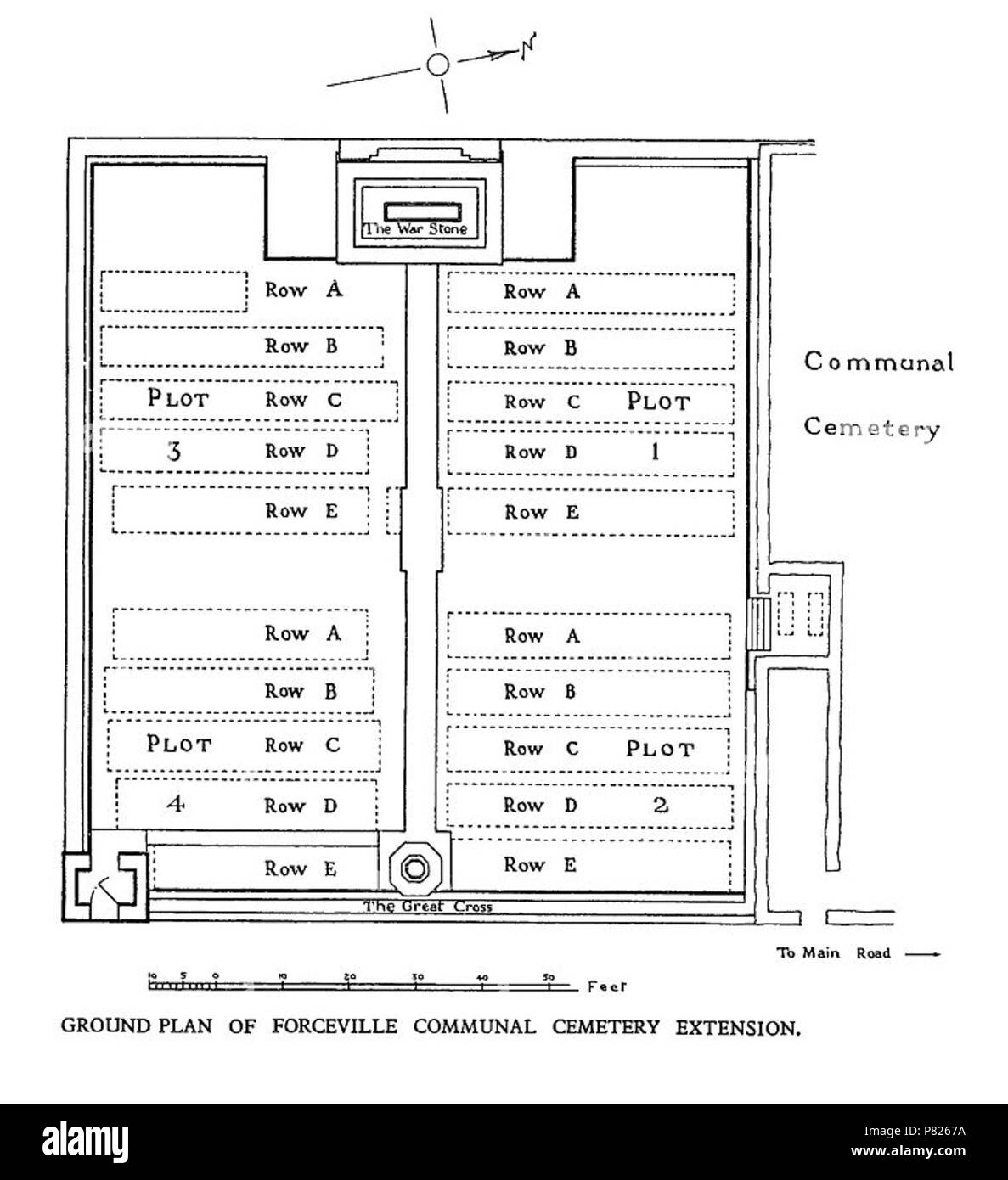 Piano del sito per il Forceville cimitero comunale estensione. circa 1920 347 progetto di sito per il Forceville cimitero comunale di estensione Foto Stock