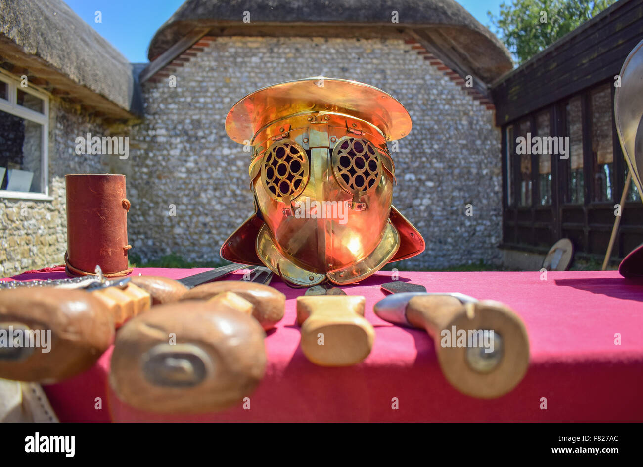 Casco romano Foto Stock