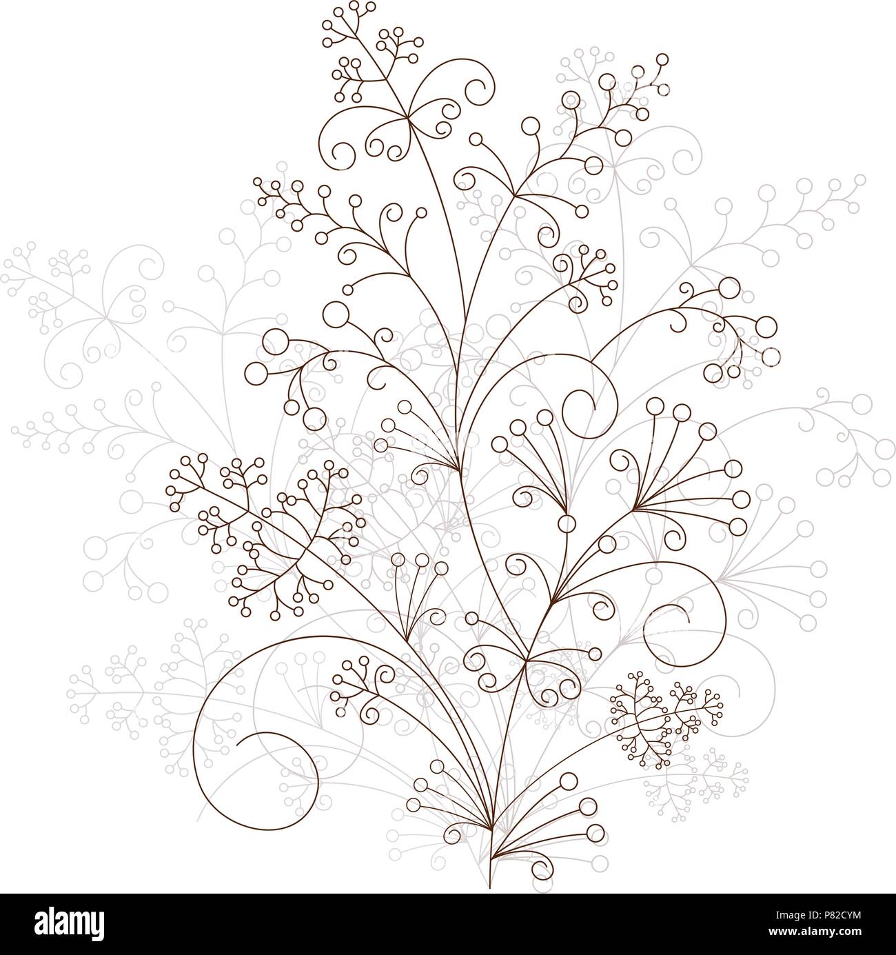 Vector design floreale, erboso ornamentale Illustrazione Vettoriale