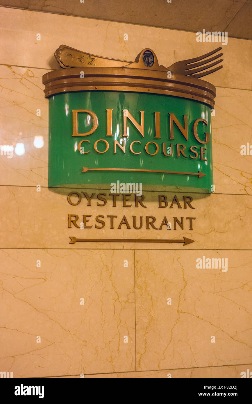 Segno per la Oyster Bar Ristorante in Grand Central Underground, Manhattan New York City Foto Stock