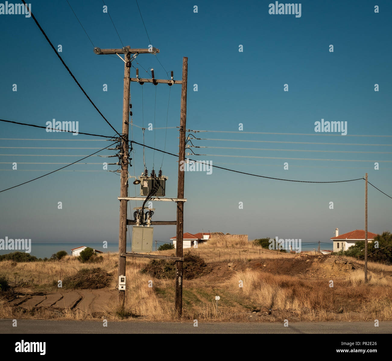 Tipico polo elettrico nel Peloponneso, Grecia. Foto Stock
