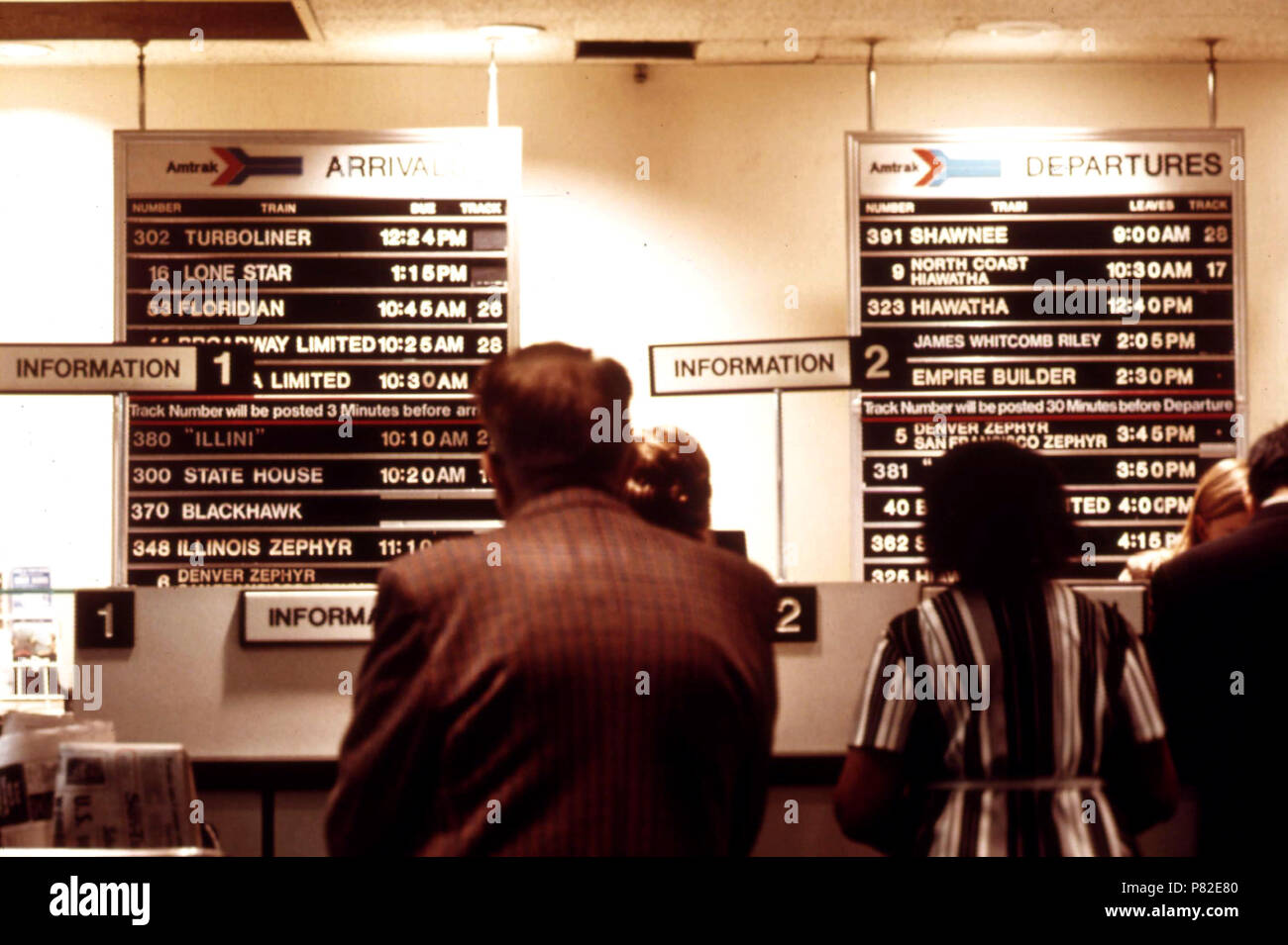 Amtrak informazioni e biglietteria di Chicago's Union Station, uno dei più trafficati in corporation di sistema, Giugno 1974 Foto Stock