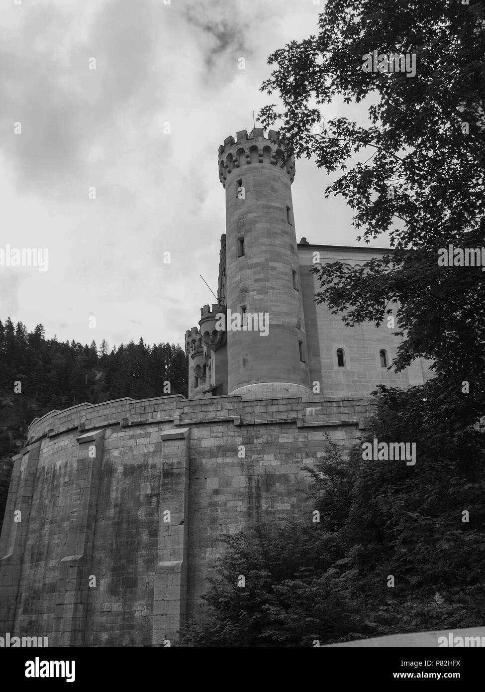 Il castello di Fussen lago di valle chiesa Europa Germania Austria Vienna Baviera cavaliere medievale di schachen re Ludwig tower linderhof turismo cortile turistica Foto Stock