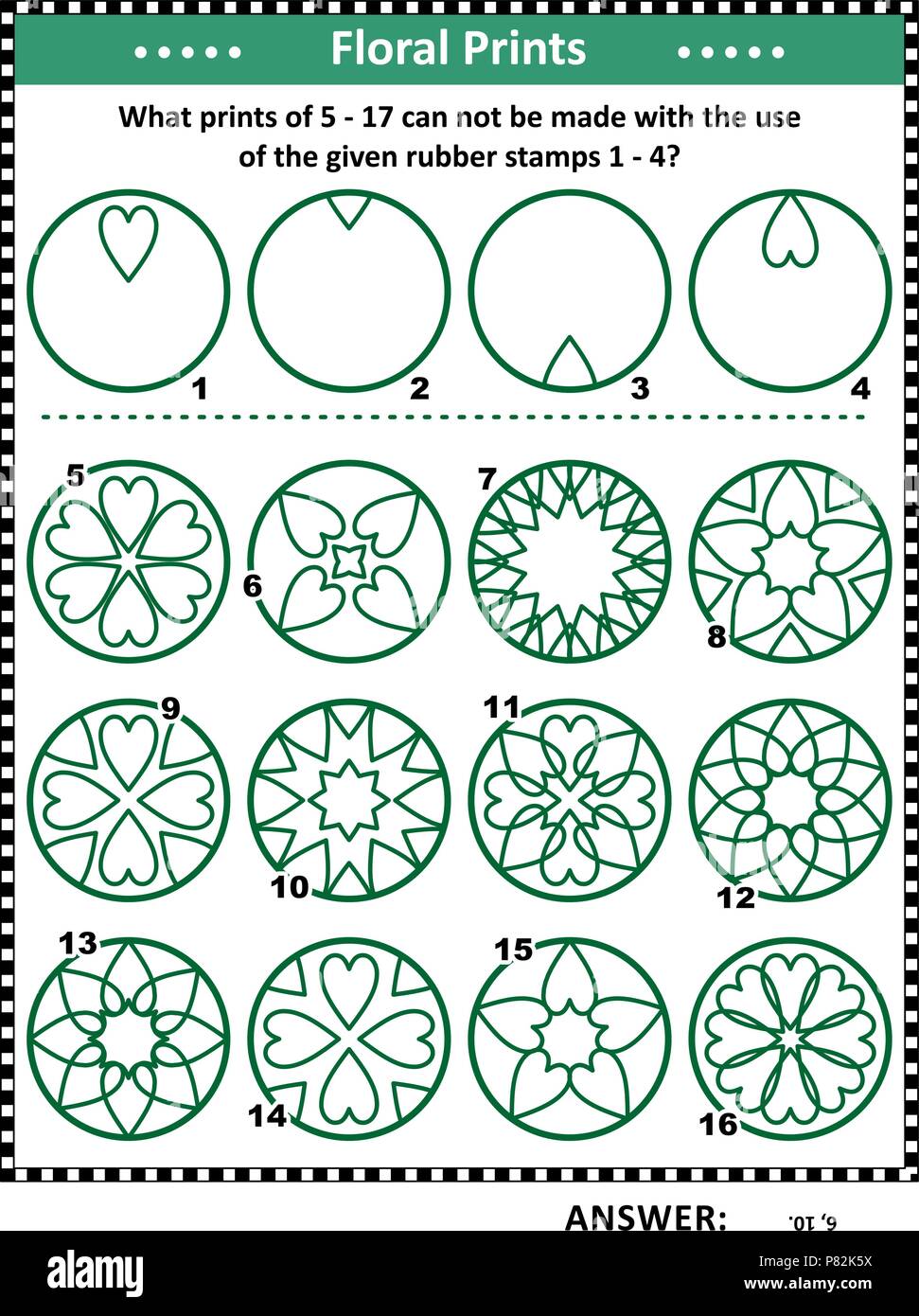 Formazione IQ visual puzzle: ciò che viene stampato non può essere effettuata utilizzando il dato muore? Risposta inclusa. Illustrazione Vettoriale