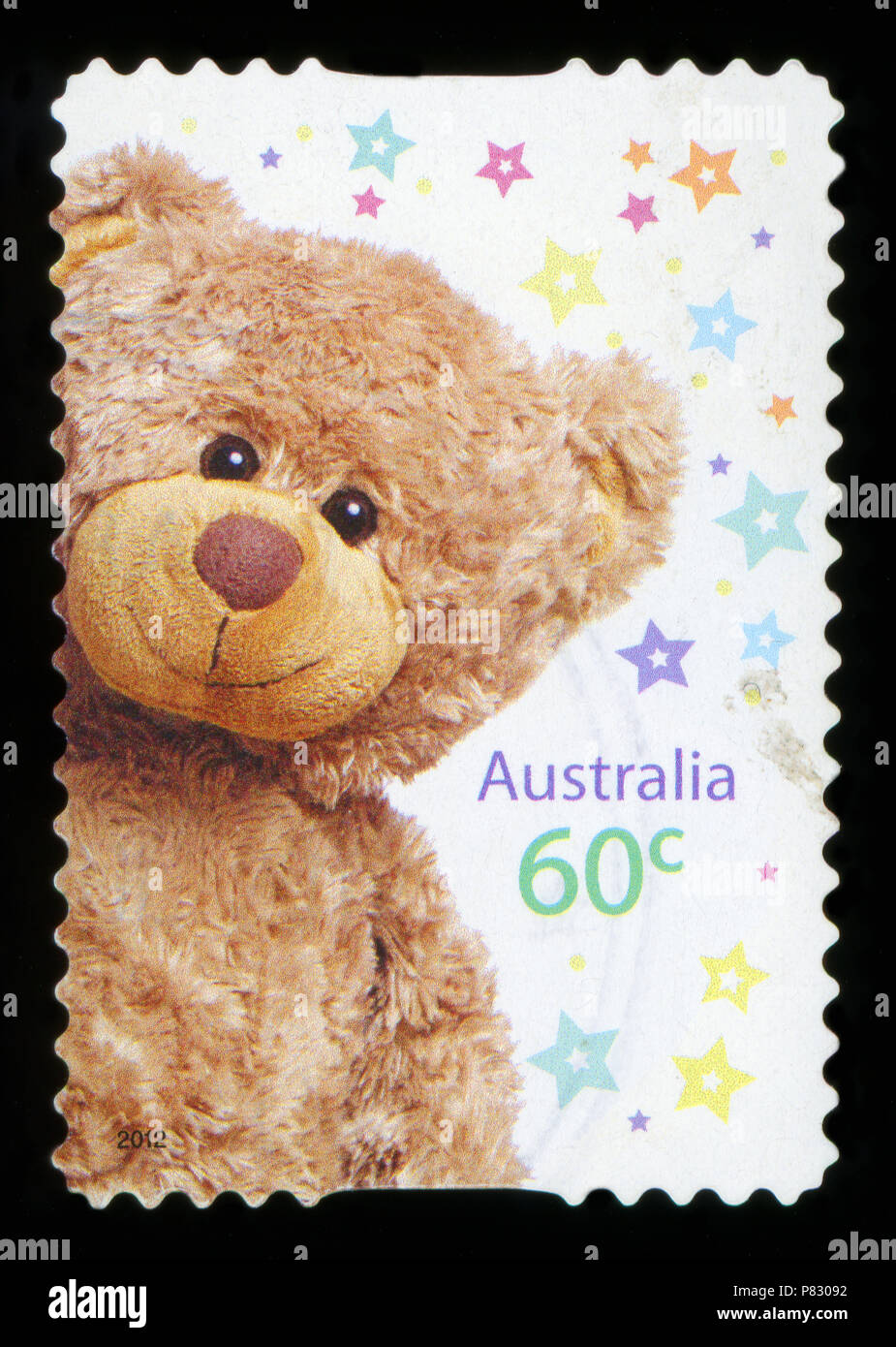 AUSTRALIA - circa 2012: un timbro stampato in Australia mostra l'orso giocattolo, circa 2012 Foto Stock