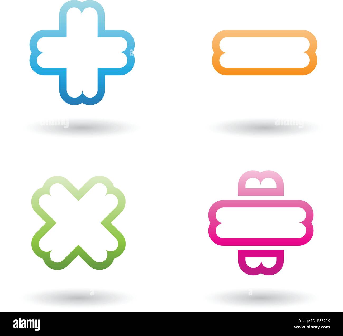 Illustrazione Vettoriale di colorati simboli matematici isolato su uno sfondo bianco Illustrazione Vettoriale