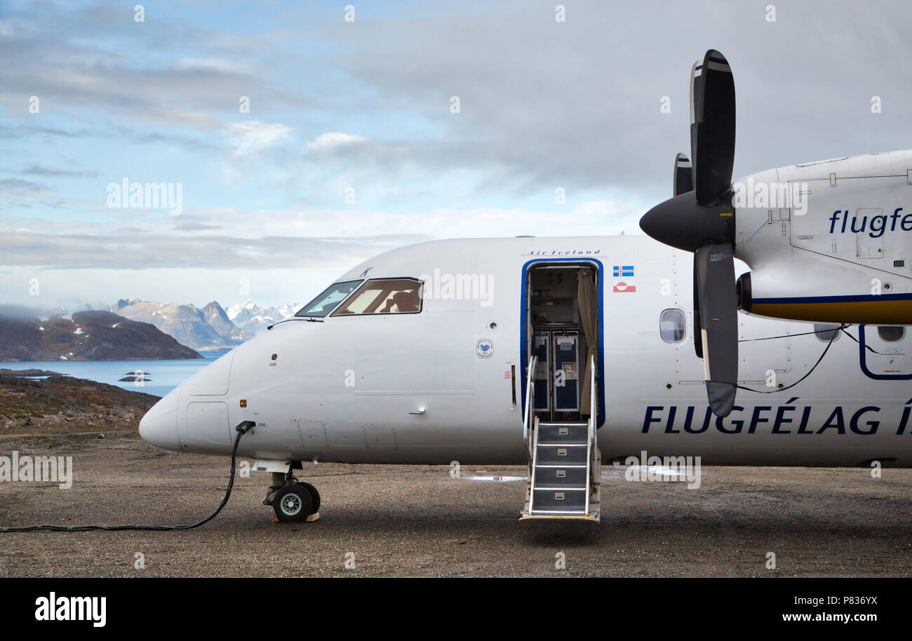 Aria Islanda, Kulusuk airport, Groenlandia Foto Stock