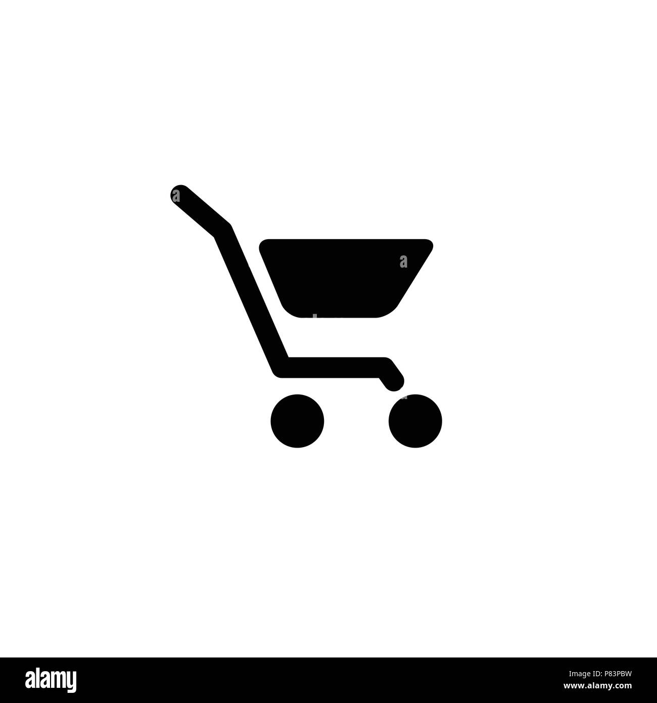 Icona del carrello. Bianco e nero illustrazione vettoriale isolati su sfondo bianco. No. 1 variante Illustrazione Vettoriale