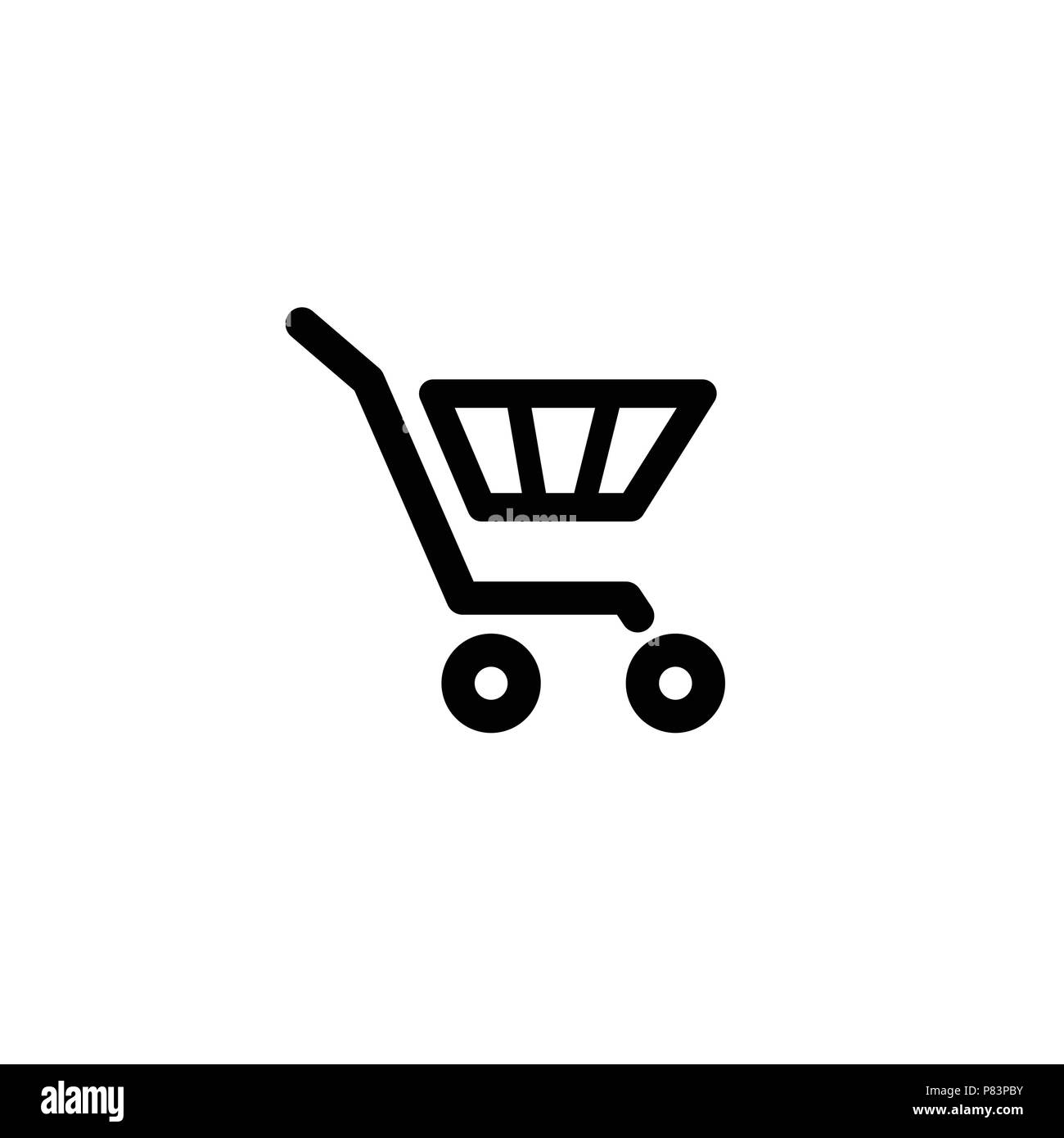 Icona del carrello. Bianco e nero illustrazione vettoriale isolati su sfondo bianco. No. 2 variante Illustrazione Vettoriale