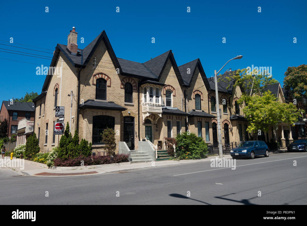 Case pittoresche sul quartiere strade di Toronto, Ontario, Canada Foto Stock