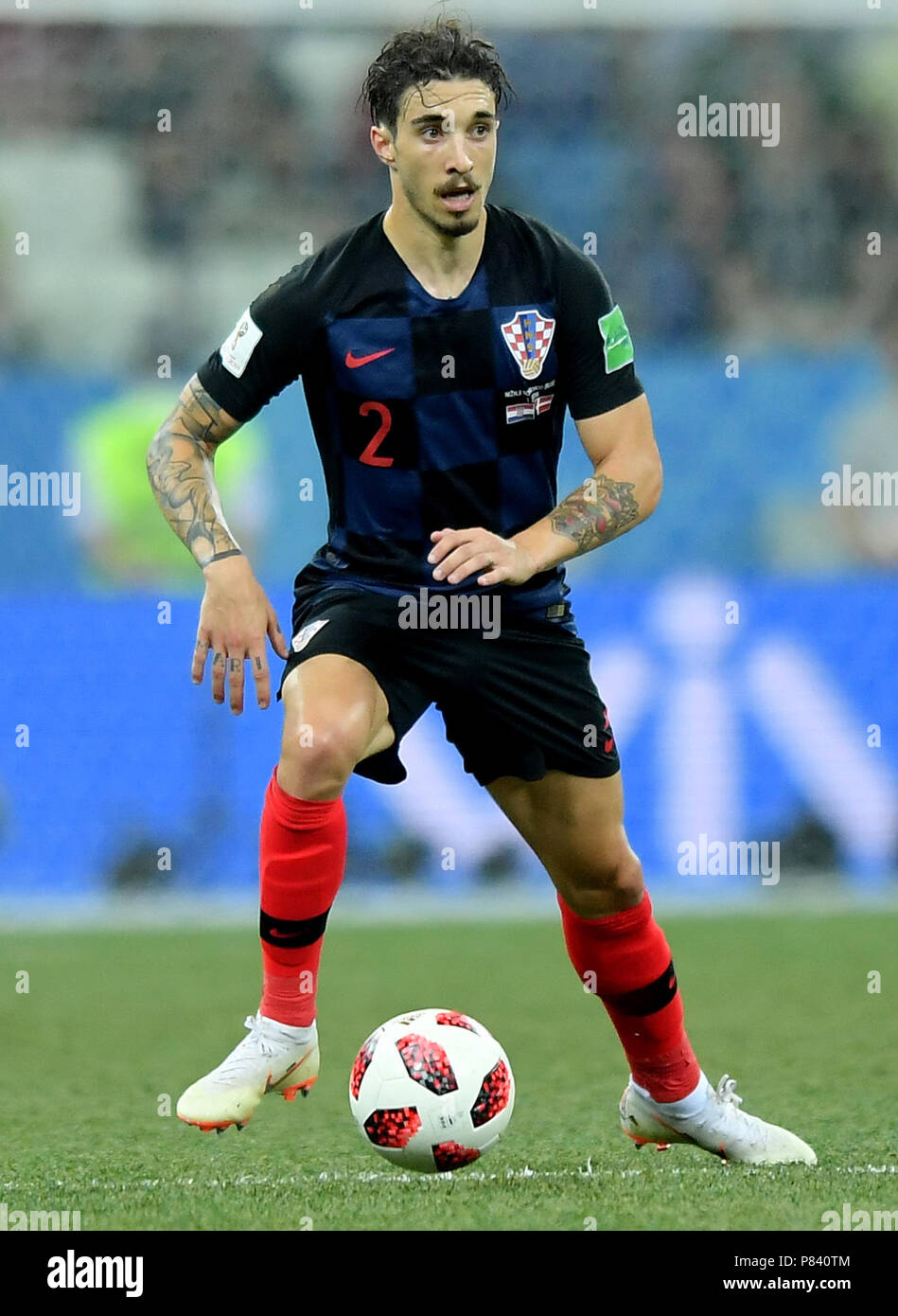 NIZHNY Novgorod, Russia - 01 Luglio: Sime Vrsaljko della Croazia in azione durante il 2018 FIFA World Cup Russia Round di 16 Corrispondenza tra la Croazia e la Danimarca a Nizhny Novgorod Stadium il 1 luglio 2018 a Nizhny Novgorod, Russia. (Foto di Lukasz Laskowski/PressFocus/MB Media) Foto Stock