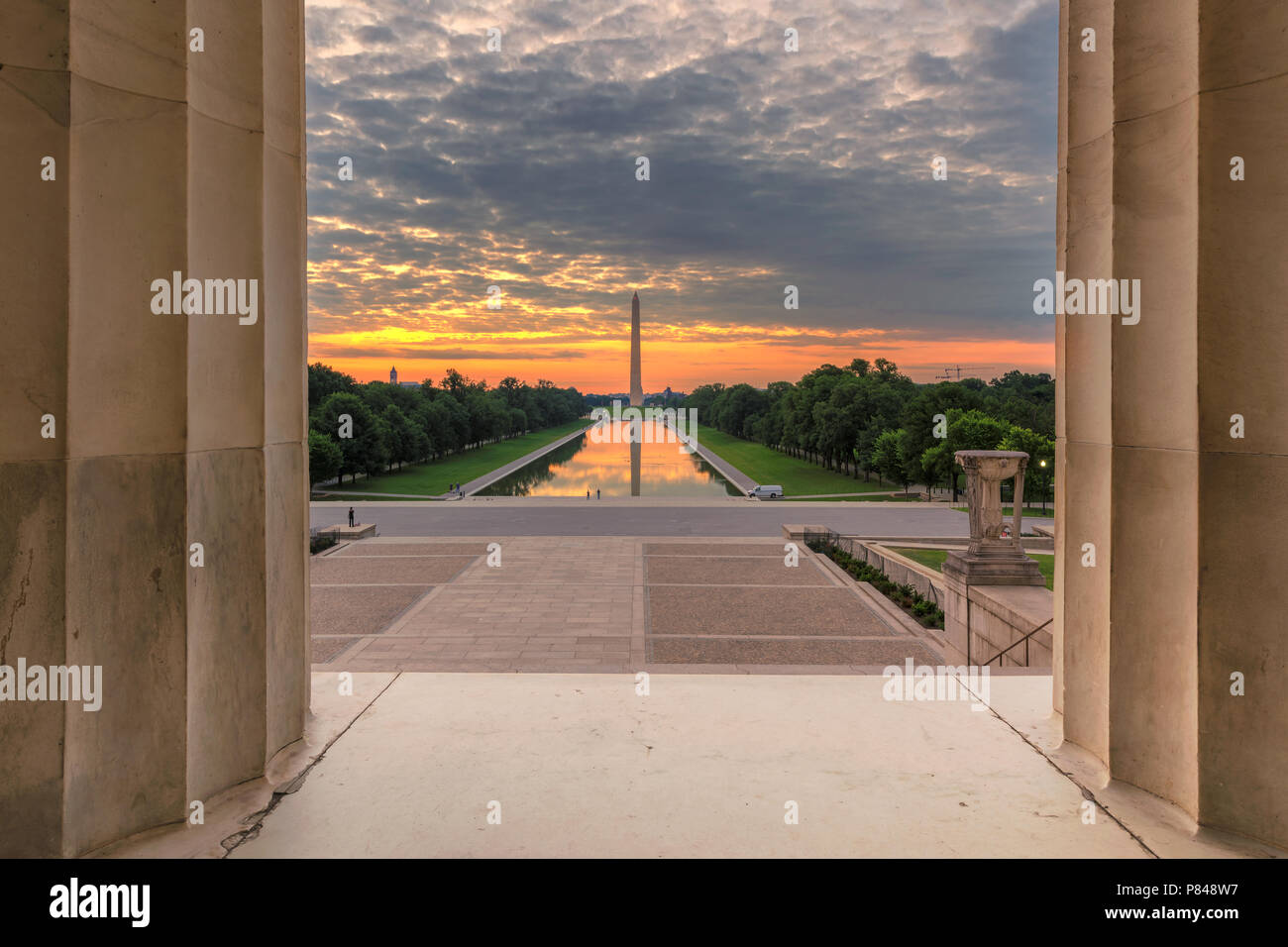 Il Monumento a Washington a sunrise in Washington DC Foto Stock