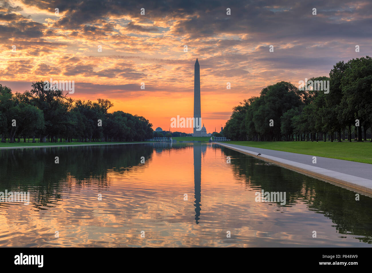 Il Monumento a Washington a sunrise in Washington DC Foto Stock