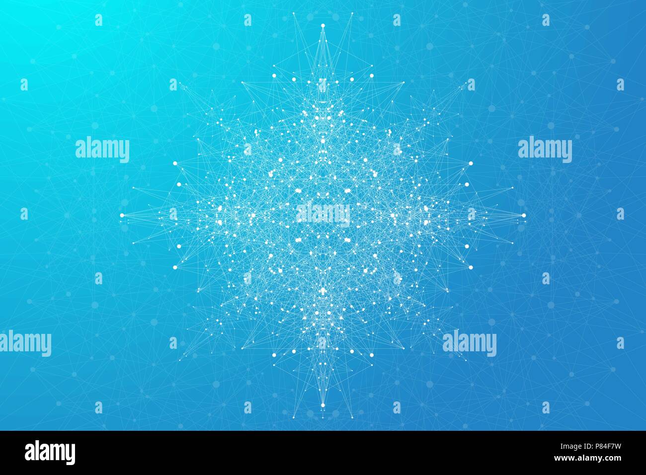 Grande per la visualizzazione di dati. Grafica di sfondo astratto di comunicazione. In prospettiva la visualizzazione sullo sfondo. Rete analitica complessa. Illustrazione Vettoriale. Illustrazione Vettoriale