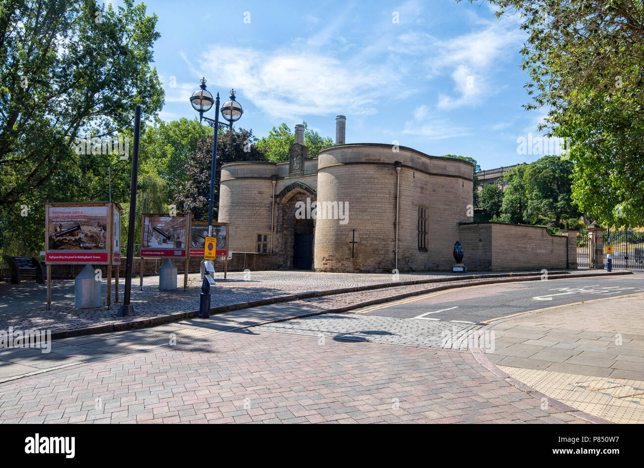 Nottingham Castle chiusa per lavori di ristrutturazione fino al 2020, Nottinghamshire England Regno Unito Foto Stock