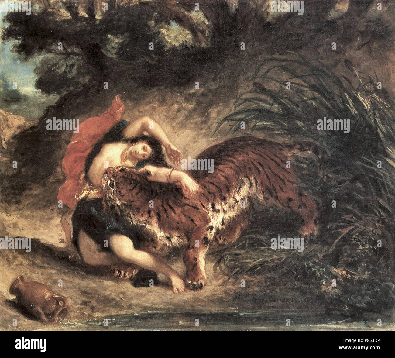 Eugène Delacroix - Inderin Vom Zerrissen Tiger Foto Stock