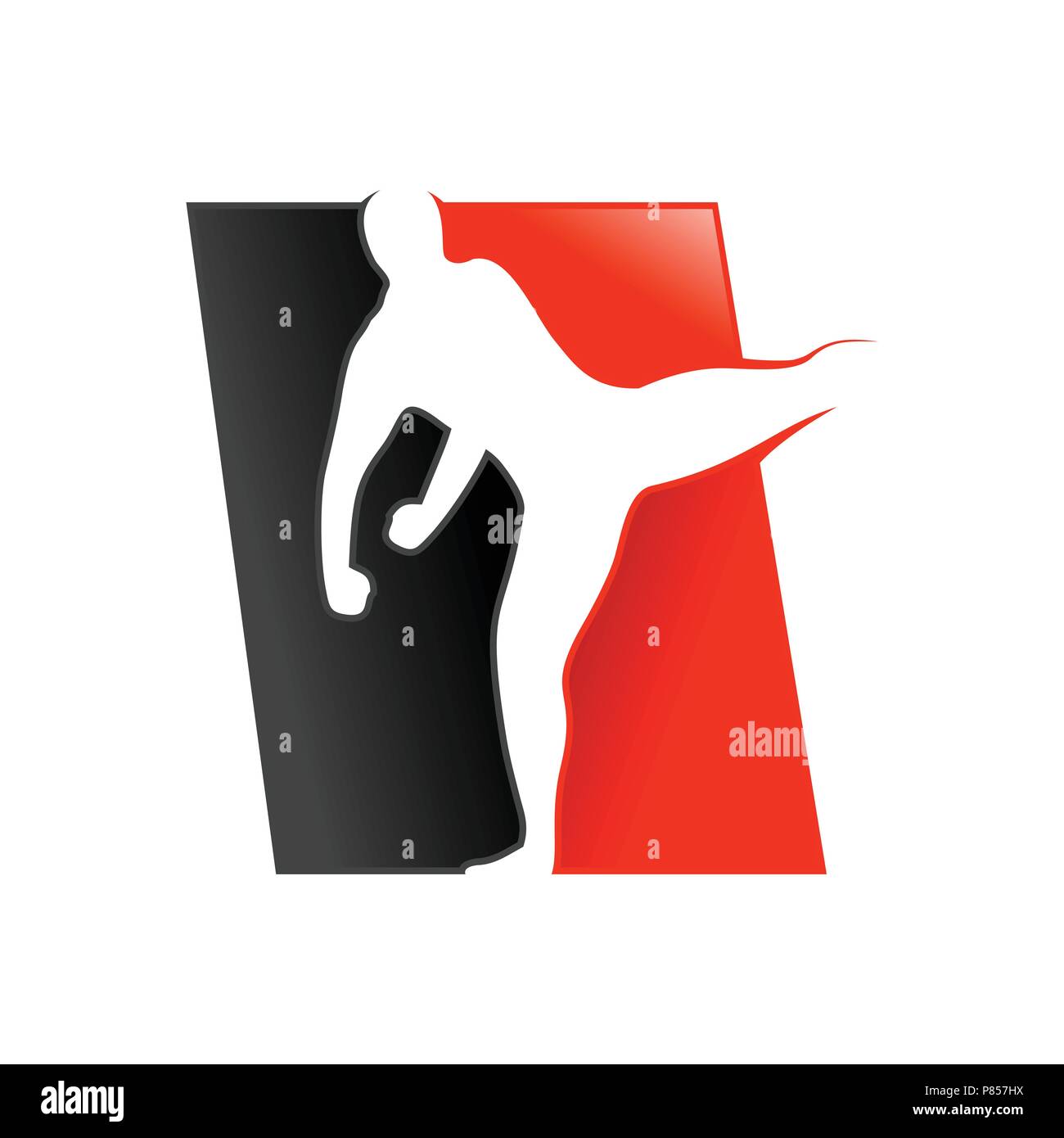 Mix di arte marziale Fighter Kick simbolo Vector Graphic Logo Design Illustrazione Vettoriale