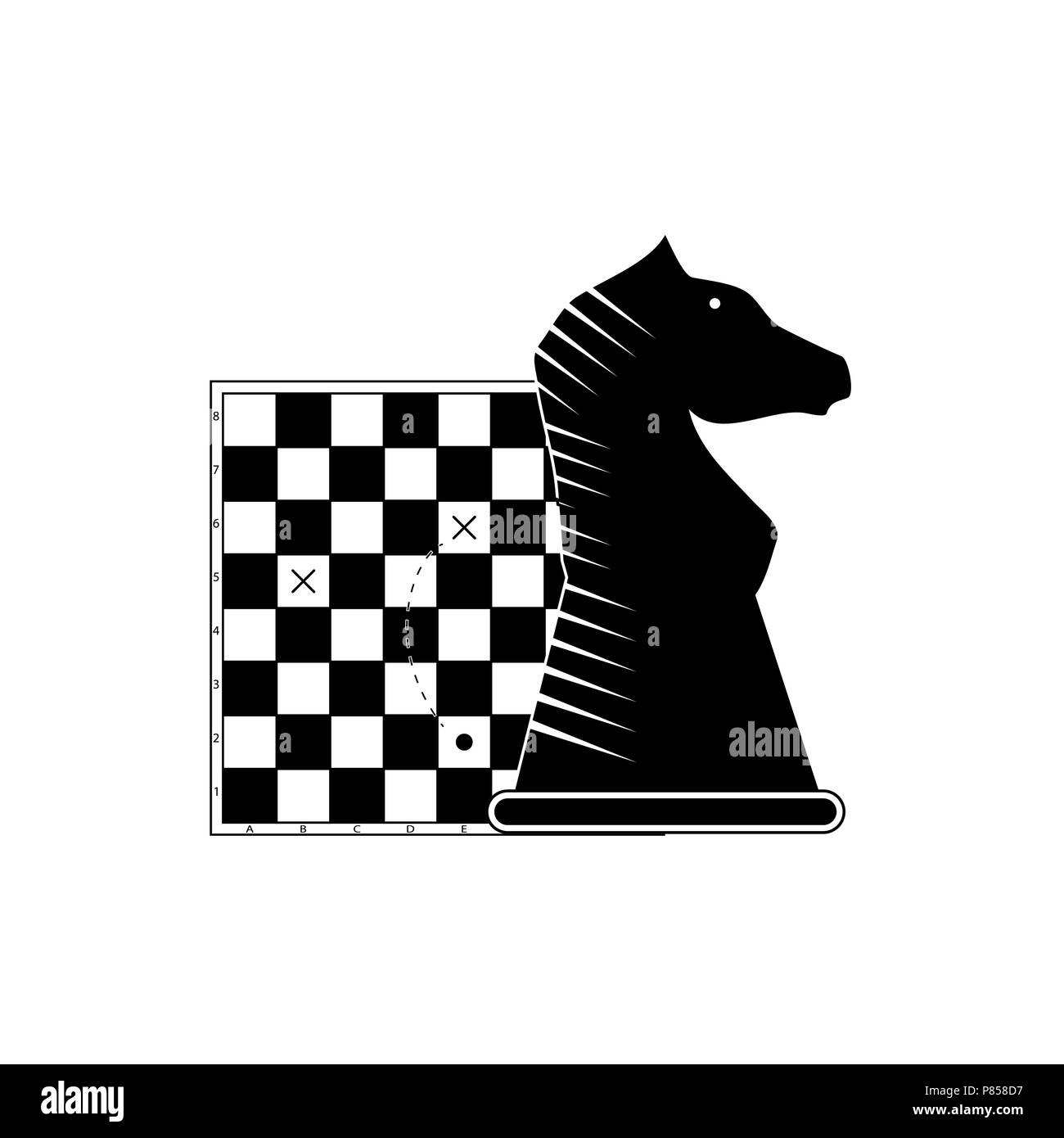 La strategia commerciale, la scacchiera e la figura a cavallo. Pianificazione del vettore illustrazione di business Illustrazione Vettoriale