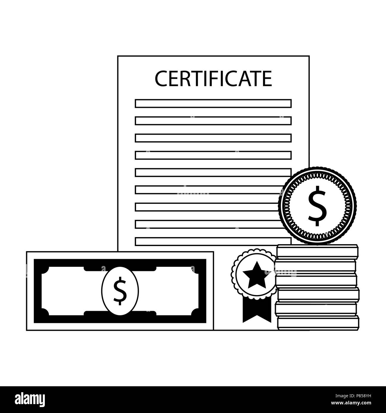 Gli investimenti nel settore dell'istruzione. Il denaro e la graduazione del certificato. Illustrazione Vettoriale Illustrazione Vettoriale