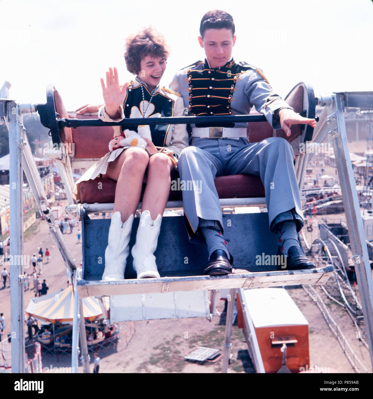 Ruota panoramica Ferris ride Kansas State Fair, ca. 1965. Foto Stock