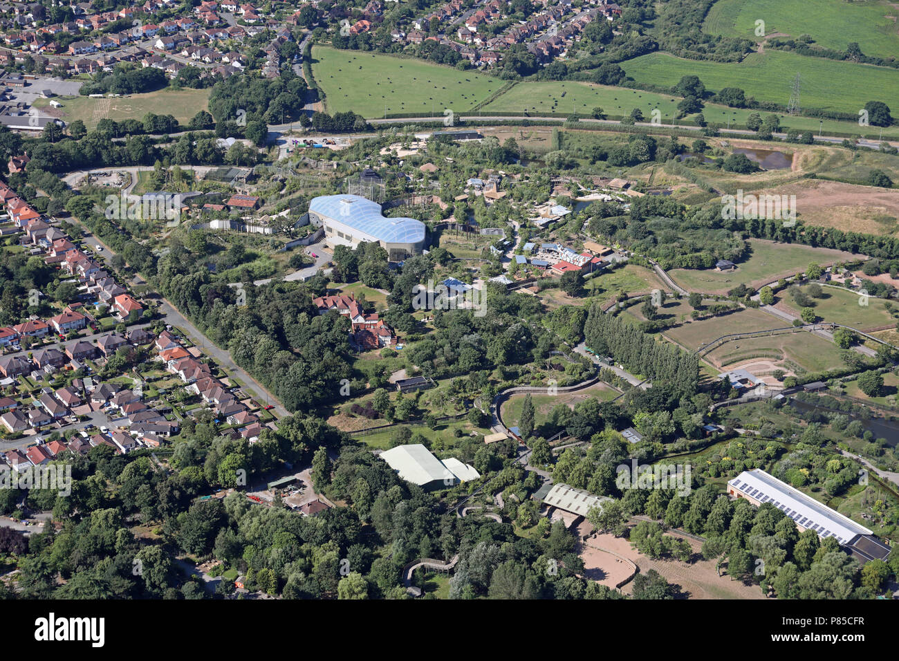 Vista aerea di Lo Zoo di Chester, Cheshire Foto Stock