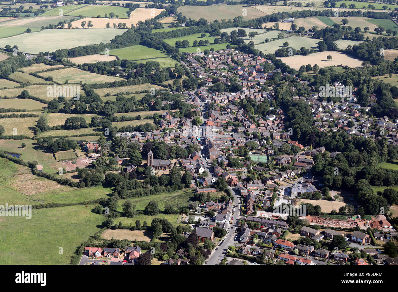 Vista aerea del villaggio a Tarporley, Cheshire Foto Stock