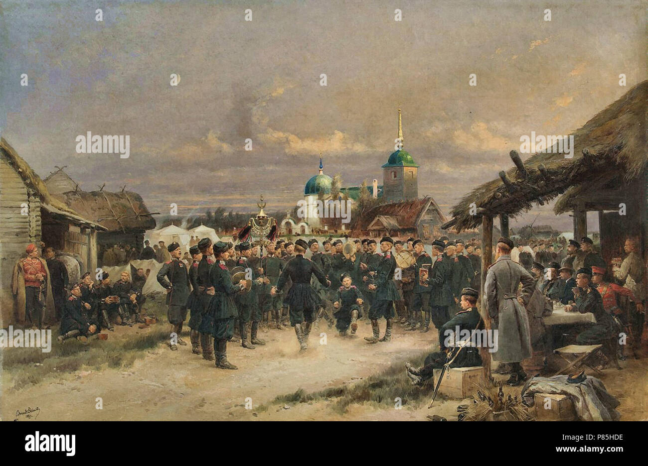 Detaille Jean Baptiste Edouard - Coro del quarto battaglione di fanteria a Tsarskoe Selo Foto Stock