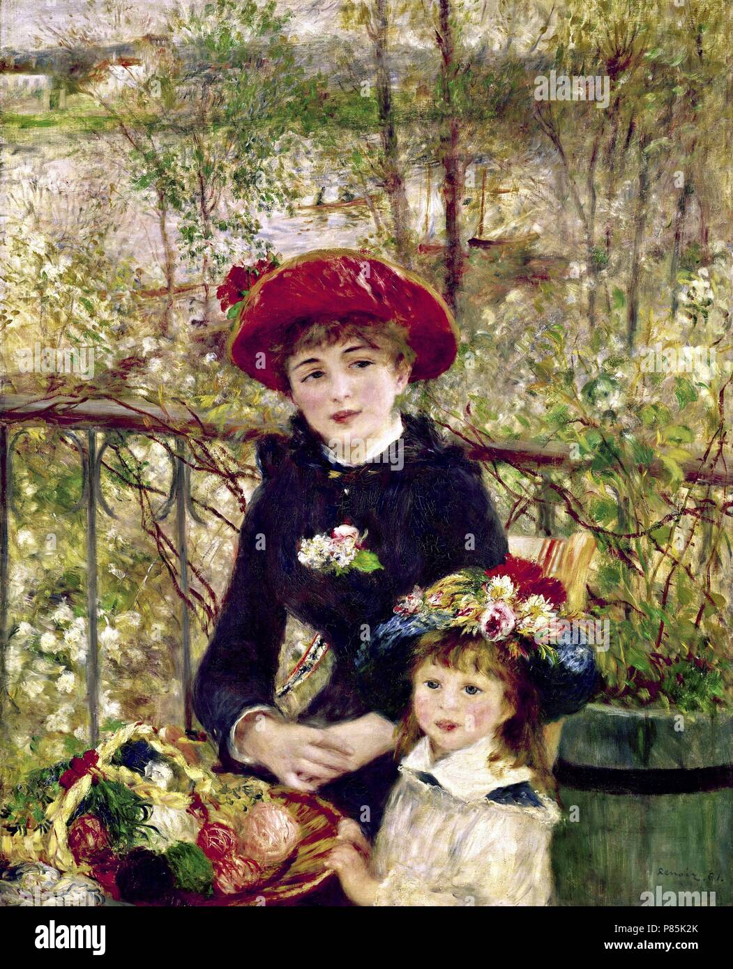 Pierre-Auguste Renoir / 'due sorelle (sulla terrazza)", 1881, olio su tela, 100 × 80 cm. Artwork noto anche come: En la Terraza. Museo: Chicago Art Institute. Foto Stock