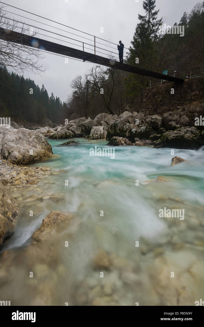 Soca river. Il Parco Nazionale del Triglav. La Slovenia Foto Stock