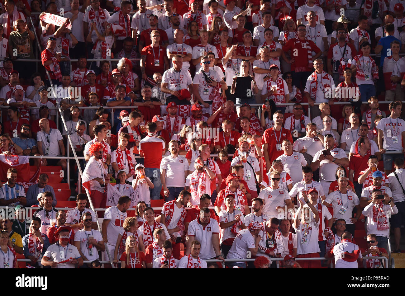 Mosca, Russia - 19 giugno: Polonia tifosi durante il 2018 FIFA World Cup Russia group H match tra la Polonia e il Senegal a Spartak Stadium il 19 giugno 2018 a Mosca, in Russia. (Foto di Lukasz Laskowski/PressFocus/MB Media) Foto Stock