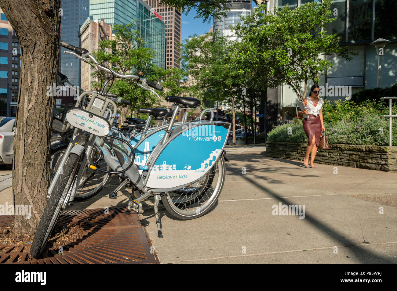 Highmark bike nel centro di Pittsburgh Foto Stock