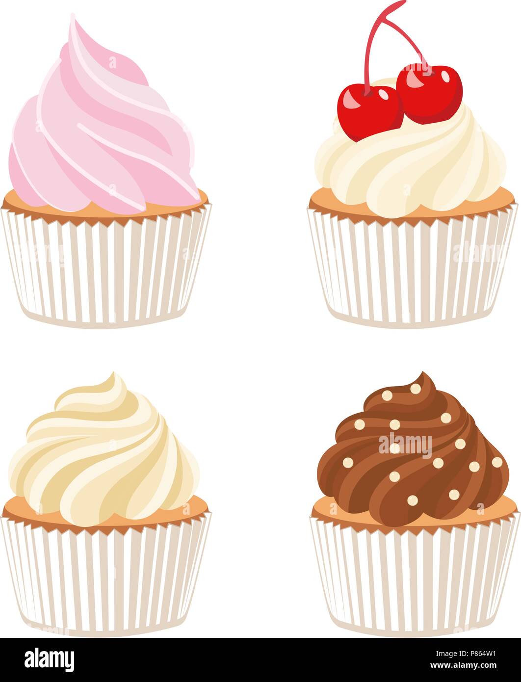 Set di vettore carino tortine e muffin Illustrazione Vettoriale
